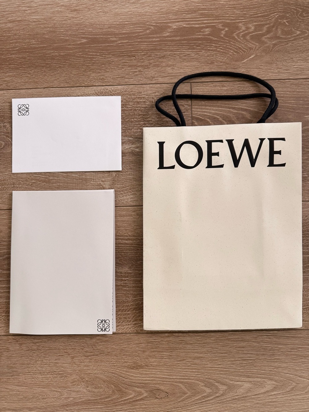 Loewe paper gift/shopping bag Logo and Handles. Includes promotional poster